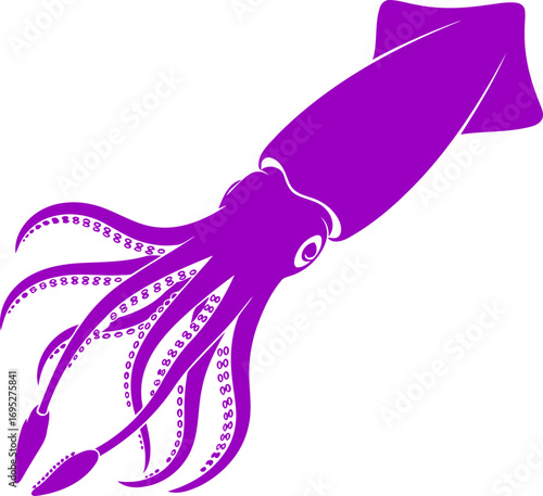 majestic purple squid silhouette a masterpiece of ocean depth and mysterious elegance, isolated on transparent background