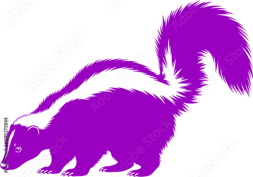 majestic purple skunk silhouette a night prowlers elegant stride, art, isolated on transparent background