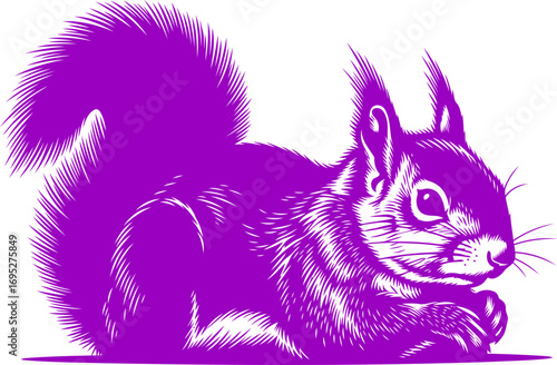 majestic purple squirrel silhouette woodland charm, secret whispers, art design, isolated on transparent background