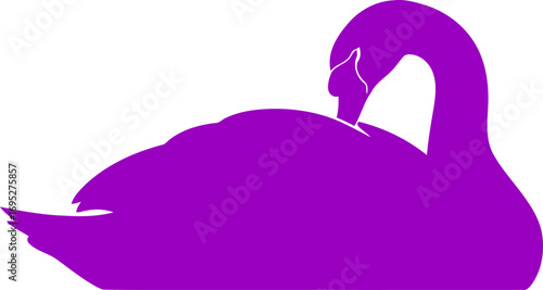 majestic purple swan silhouette a icon of serene elegance and aquatic grace, isolated on transparent background