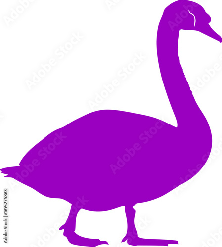 majestic purple swan silhouette a serene symbol of grace, tranquility, and elegant waterfowl majesty, isolated on transparent background
