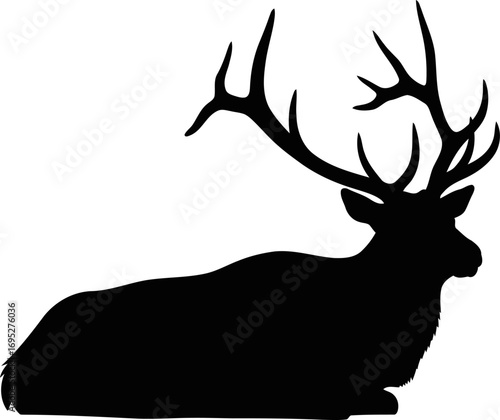 majestic repose a noble stag silhouette, symbol of forest majesty, silent strength, and timeless elegance, isolated on transparent background