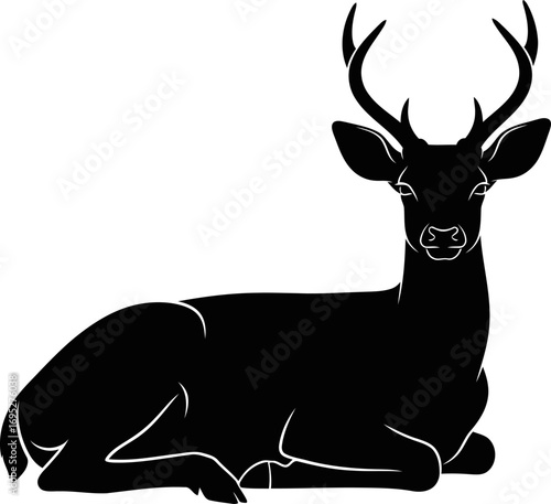 majestic repose silhouette of a deer, serene and noble in the forest, isolated on transparent background