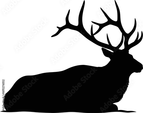 majestic repose a noble elk silhouette, icon of wilderness majesty and serene strength, isolated on transparent background