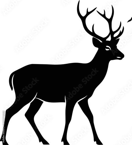 majestic stag silhouette a noble creatures silent forest journey, isolated on transparent background