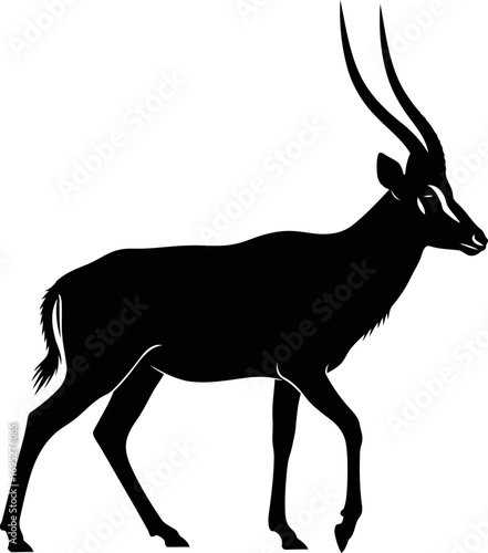 majestic sable antelope silhouette a serene stride across the african savanna, isolated on transparent background