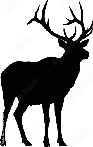 majestic stag silhouette emblem of the wild, noble antlered creature, forest king in profile, isolated on transparent background