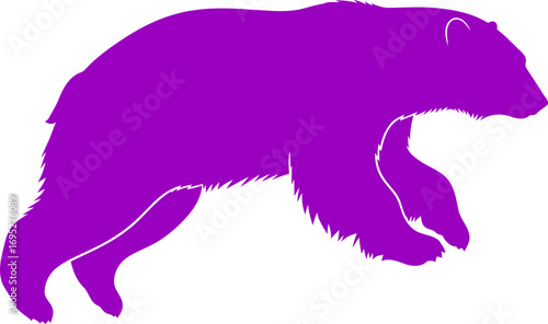 majestic violet bear silhouette a of arctic grace and power in motion, isolated on transparent background