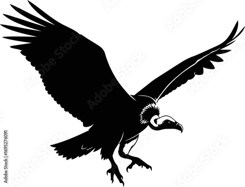 majestic vulture silhouette emblem of wild freedom, powerful flight, and unwavering determination, isolated on transparent background