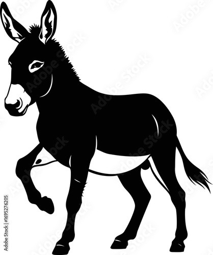 noble donkey silhouette icon of rustic charm, stubborn strength, and enduring resilience, isolated on transparent background