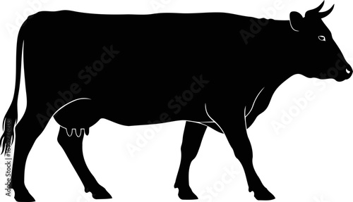noble cow silhouette icon of peaceful cattle, serene farmland, and gentle strength, isolated on transparent background