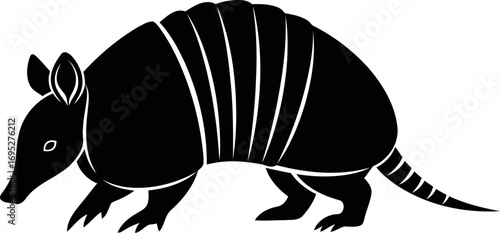 nocturnal armadillo silhouette a nighttime journey of armored mystery, isolated on transparent background