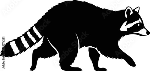 nocturnal strides a silhouette of a raccoons night prowl, isolated on transparent background