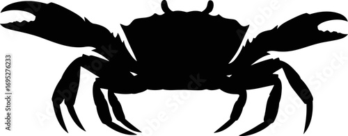 oceans black crab silhouette powerful graphic, coastal creature design, isolated on transparent background