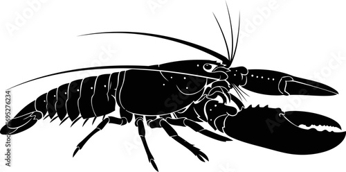 oceans black lobster silhouette a majestic of nautical power and seafood elegance, isolated on transparent background