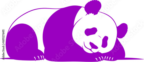 peaceful purple panda silhouette icon of tranquil slumber, gentle nature, and serene dreams, isolated on transparent background