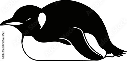 penguins graceful glide antarctic silhouette of winters silent beauty, isolated on transparent background