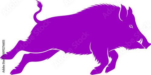purple boars mighty sprint silhouette of untamed power and wild energy, isolated on transparent background