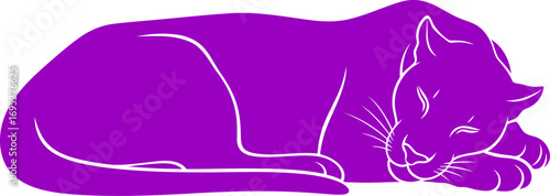 purple cats silent slumber silhouette of feline peace, tranquil rest, and dreamy serenity, isolated on transparent background