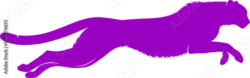 purple cheetah silhouette icon of speed, grace, and untamed power, isolated on transparent background