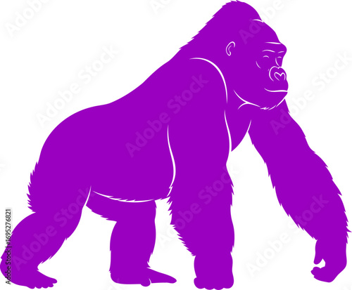 purple gorillas peaceful jungle stroll silhouette of gentle strength and serene power, isolated on transparent background