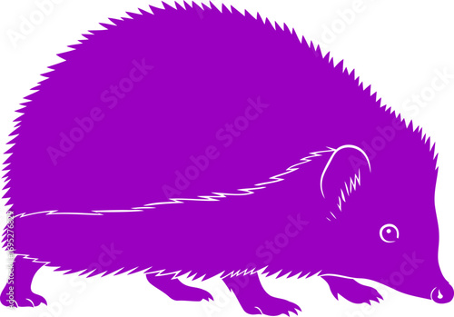 purple hedgehog silhouette nighttime forest prowler, gentle woodland spirit, isolated on transparent background