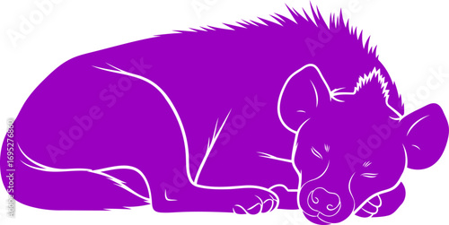 purple hyena silhouette a icon of peaceful slumber, serene night rest, and wild dreams, isolated on transparent background