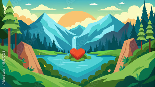 In the heart of the mountains lies a hidden oasis a serene glade teeming with life and vibrant colors.