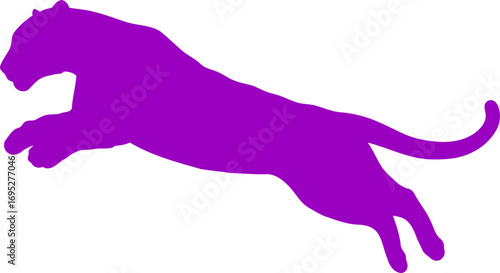 purple panthers majestic leap a silhouette of power and grace, isolated on transparent background