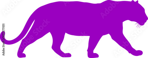 purple panther silhouette icon of night mystery, stealthy power, and feline grace, isolated on transparent background
