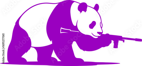 purple pandas unexpected vigil a silhouette of uncommon strength and hidden power, isolated on transparent background