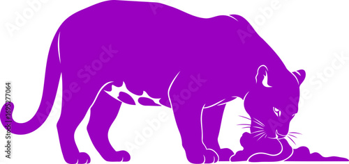 purple panthers silent prowl a silhouette of nighttime hunt and primal power, isolated on transparent background