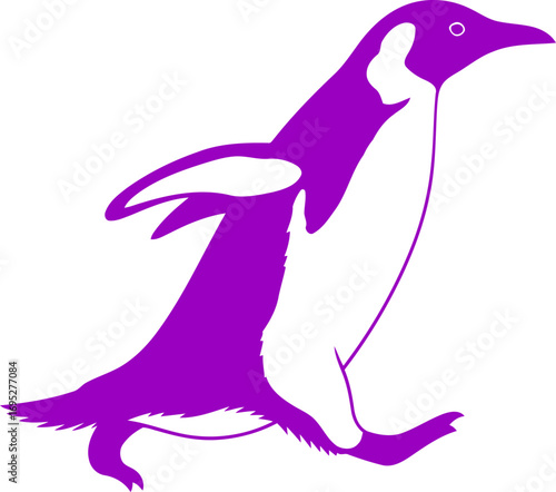 purple penguin power pose a icon of antarctic speed and playful energy, isolated on transparent background