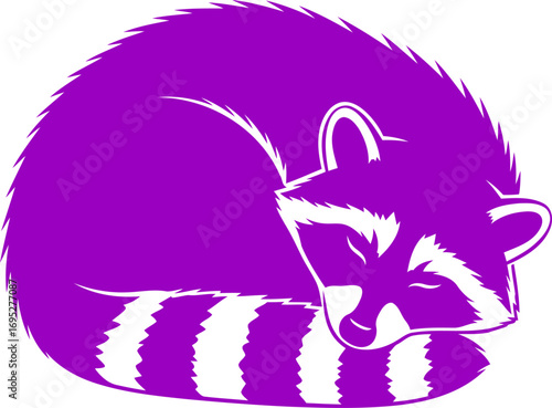 purple raccoon silhouette a icon of nighttime rest, peaceful slumber, and sweet dreams, isolated on transparent background