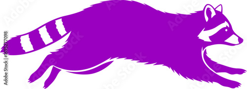 purple raccoon silhouette a nighttime bandits dash, mischief and stealth, isolated on transparent background
