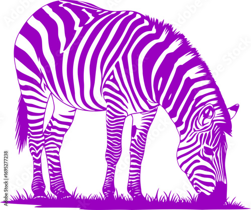 purple zebra silhouette serene savanna grazing, peaceful twilight, african majesty, isolated on transparent background
