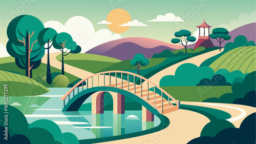 Curved bridges and winding streams allow visitors to take in the beauty of the gardens from a different perspective.
