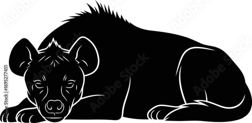 serene hyena silhouette art of african wildlife, nocturnal mystery, and wild beauty, isolated on transparent background
