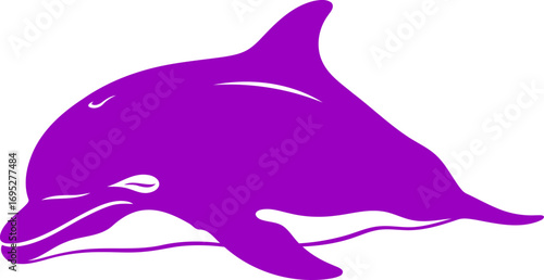 serene purple dolphin silhouette art of graceful ocean dreams and aquatic tranquility, isolated on transparent background
