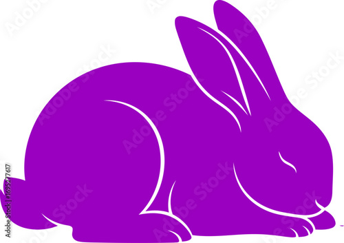 serene purple rabbit silhouette a graphic of peaceful dreams and gentle slumber, isolated on transparent background