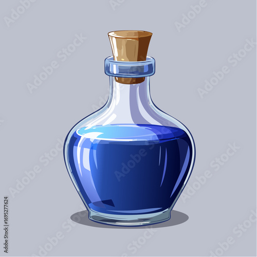 blue corked perfume bottle isolated on white