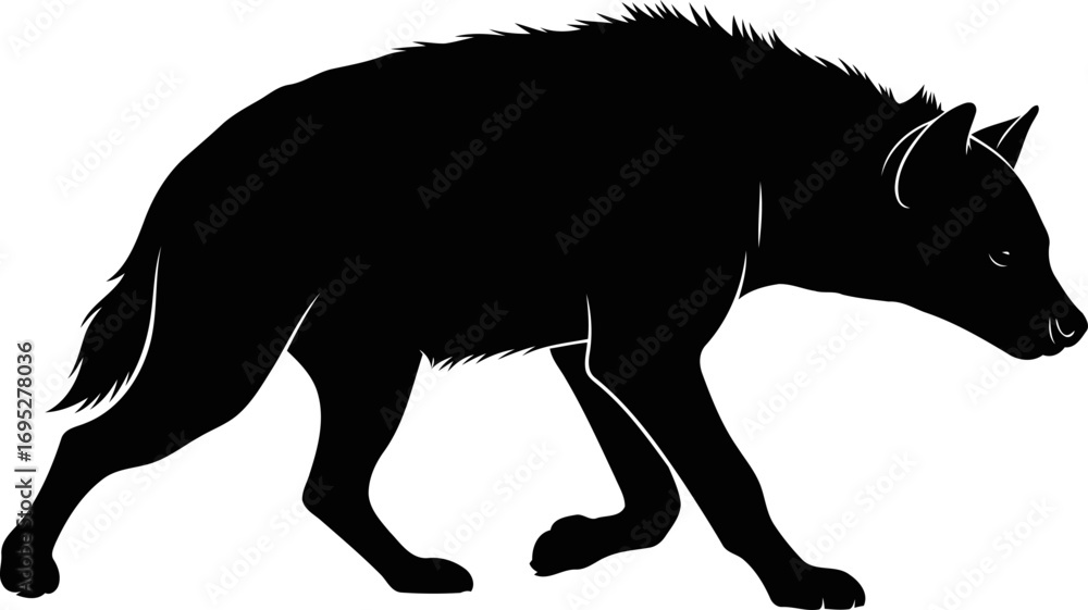 Obraz premium striking hyena silhouette a powerful icon of african savanna stealth and wild beauty, isolated on transparent background
