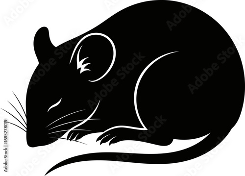 sleeping mouse silhouette a tiny icon of peaceful dreams, nighttime rest, and sweet slumber for design projects, isolated on transparent background
