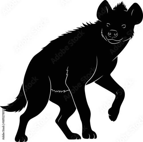 spotted hyena silhouette a icon of african savanna power and mysterious grace, isolated on transparent background