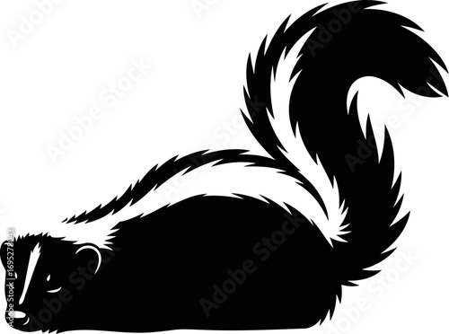 striped skunk silhouette a emblem of nocturnal wildlife stealth and mystery, isolated on transparent background