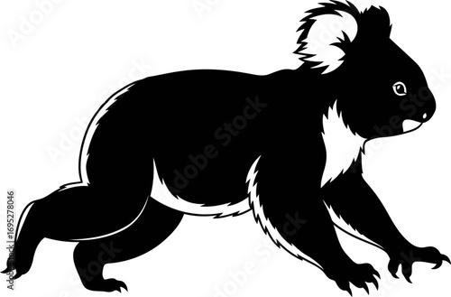 striking koala silhouette emblem of aussie charm, nocturnal grace, and eucalyptus dreams, isolated on transparent background