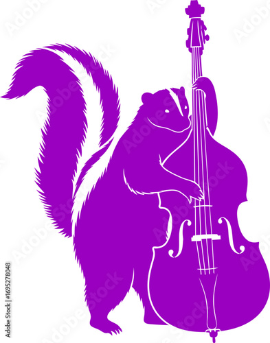 striped skunks unexpected bass line a whimsical purple silhouette of musical surprise, isolated on transparent background