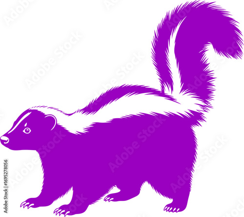 striped skunk silhouette a portrait of nocturnal stealth and mystery, isolated on transparent background