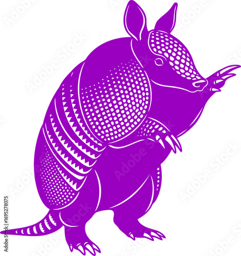 vibrant purple armadillo silhouette a icon of nightlife charm, desert secrets, and unseen beauty, isolated on transparent background