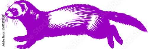 vibrant purple ferret silhouette icon of playful energy and mischievous charm, isolated on transparent background